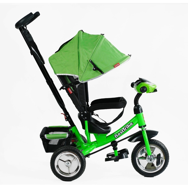 Дитячий велосипед 3-х колісний з батьківською ручкою, з дашком, колеса - EVA (піна) Best Trike 6588/68-945 салатово-чорний фото westvelo.com