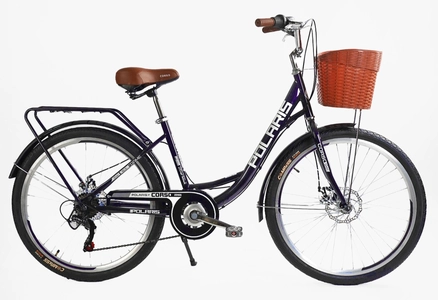 Міський велосипед 26 ST Corso «POLARIS» PS-36620 сталь 16,5", (к-т SHIMANO) фіолетовий (+к/к/б)