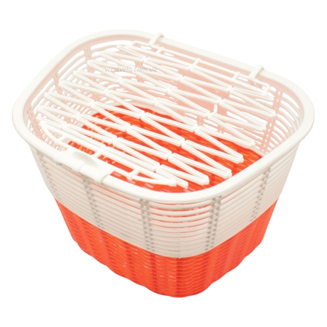 Кошик пластмасовий сітка, помаранчево-білий з кришкою фото westvelo.com