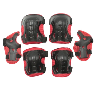 Комплект дитячого захисту у сітці 611, чорно-червоний