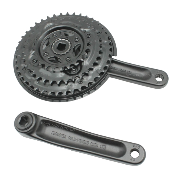 Система шатунів мтв мала PROWHEEL. ТА-CN68. AL чорна (24/34/42Т) L-170мм. (порош. фабр.) фото westvelo.com