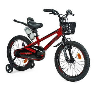 Дитячий велосипед 18 AL Corso «TAYGER» TG-43922 алюмінієва рама темно червоний, ручне гальмо, дод. колеса, дзвоник, бутилочка