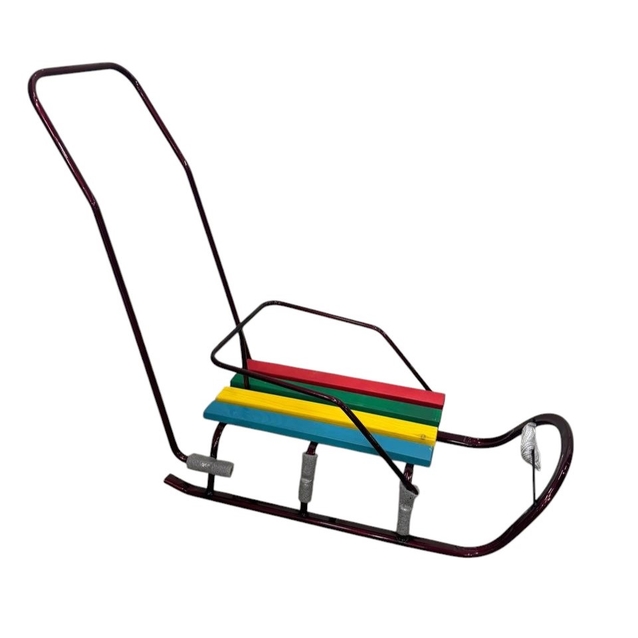 Сани з ручкою, плоскі полози, бордові фото westvelo.com