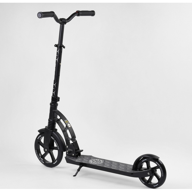 Самокат дитячий 2-х колісний, PU Best Scooter 47351 чорний, колеса Ø230-180mm, 1 амортизатор фото westvelo.com