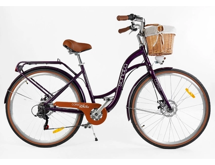 Міський велосипед 28 AL Corso «SONATA» SN-28962 алюміній 18", (к-т SHIMANO) фіолетовий (+к/к/б)