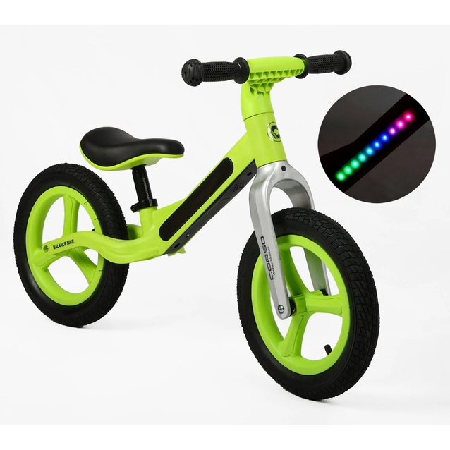 Велобіг 12 Corso, колеса - EVA (піна), нейлонова рама зі світлом QS-33114 салатовий фото westvelo.com