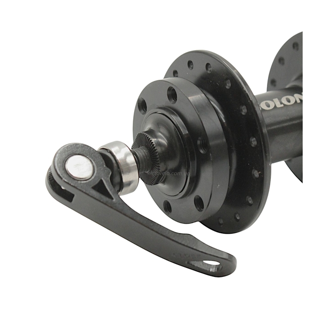 Втулка мтв передня SOLON, алюмінієва, диск гальма 6 болтів, з ексцентриком, пром підшипниках, (14Gx32H) фото westvelo.com