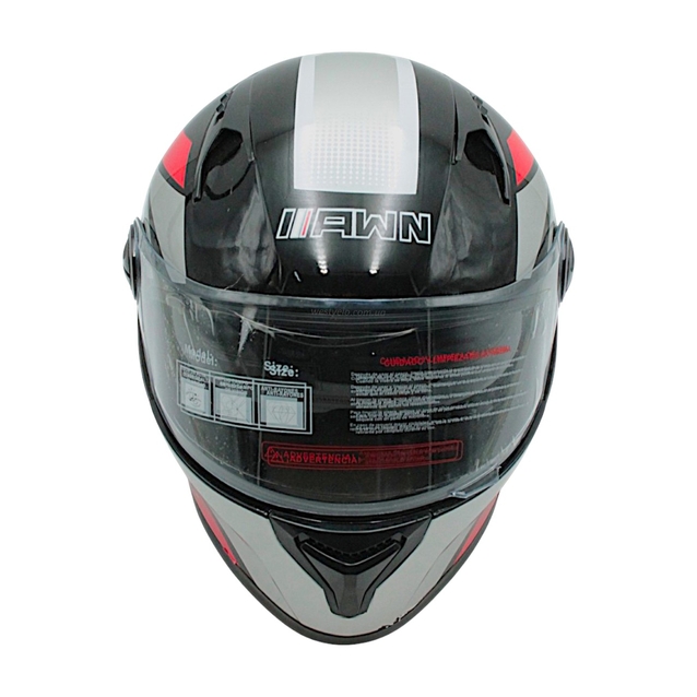 Мото шолом, закритий (L) AWN "319" чорно-сіро-червоний вмонтовані окуляри фото westvelo.com