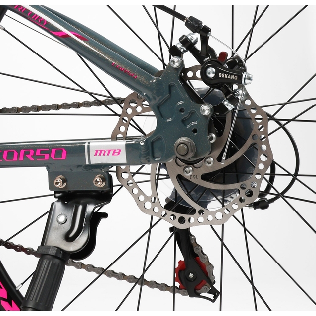 Велосипед 26 AL Corso «MERCURY» MR-26319 алюміній 13", (к-т SHIMANO) графітово-рожевий фото westvelo.com