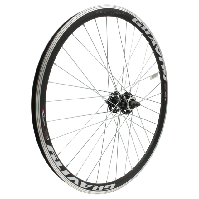 Колесо 26 перед, обід 2-ний чорний, втулка ST SHUNFENG, диск 6 болтів, Gravity фото westvelo.com