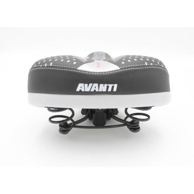 Сідло на пружинах №126 AVANTI Comfort з крапками, широке, біла пластм. основа фото westvelo.com