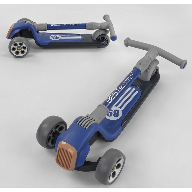 Самокат дитячий 3-х колісний, Best Scooter RS-8999 синій, колеса PU Ø120mm/80mm зі світлом, складне AL кермо фото westvelo.com