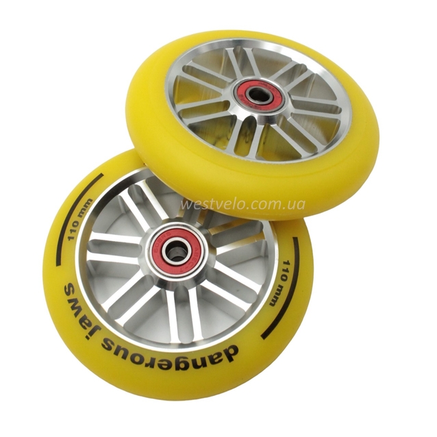 Колесо трюкового самоката "Skyper" (082) AL. Ø110мм, сіро-жовті фото westvelo.com