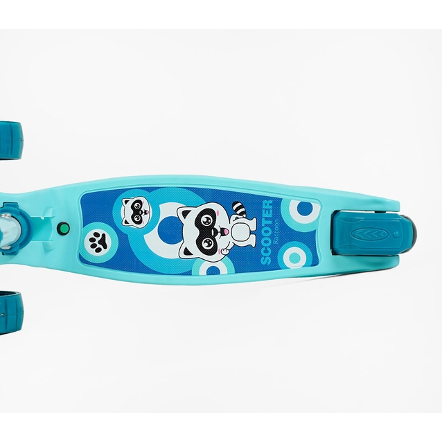 Самокат дитячий 3-х колісний, Skyper SL-2605 блакитно-бірюзовий, колеса PU Ø125mm зі світлом, музика та підсвічування платформи, складне кермо фото westvelo.com