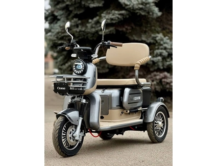 Трицикл Corso «POWER JET» JT-943078, двигун 1200W, акумулятор 72V 23Ah графеновий, сірий + 1 ящик. акум, колеса 10"