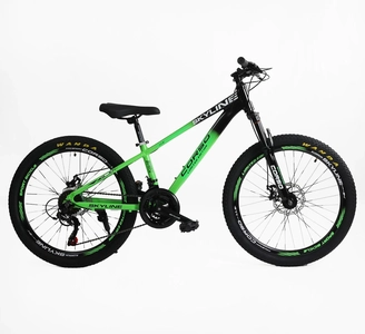Велосипед 24 AL Corso «SKYLINE» SL-30501 алюміній 11", (к-т SHIMANO) чорно-салатовий