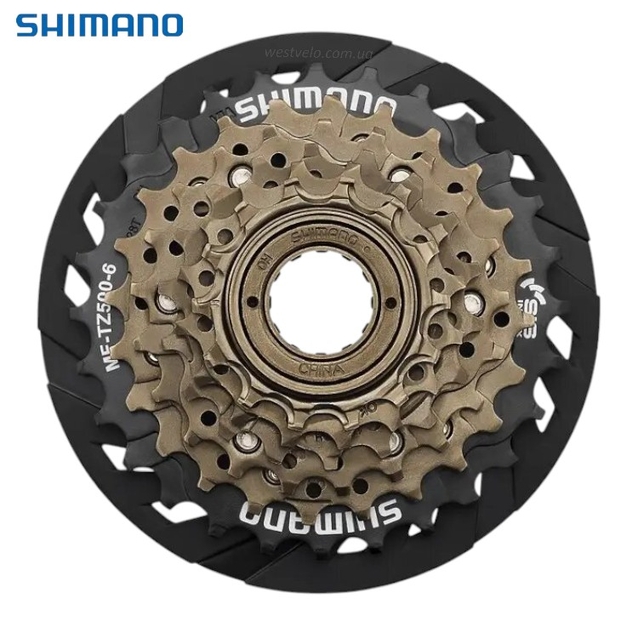 Зірка задня різьбова 6-рик SHIMANO TZ-500 з захистом (14-28T) фото westvelo.com