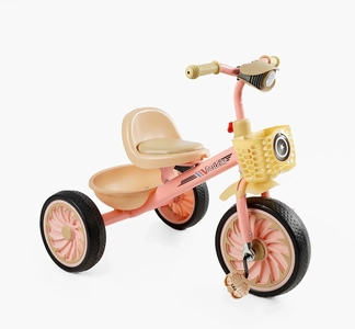 Дитячий велосипед 3-х колісний EVA (піна) Best Trike колеса 12-10, BS-34944 рожево-бежевий, сталева рама, УКР. ОЗВУЧУВАННЯ, світло, 2 кошики