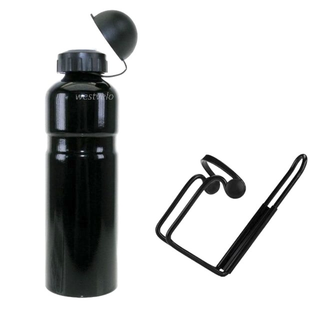 Фляга алюмінієва 750ml з кріпленням чорна фото westvelo.com