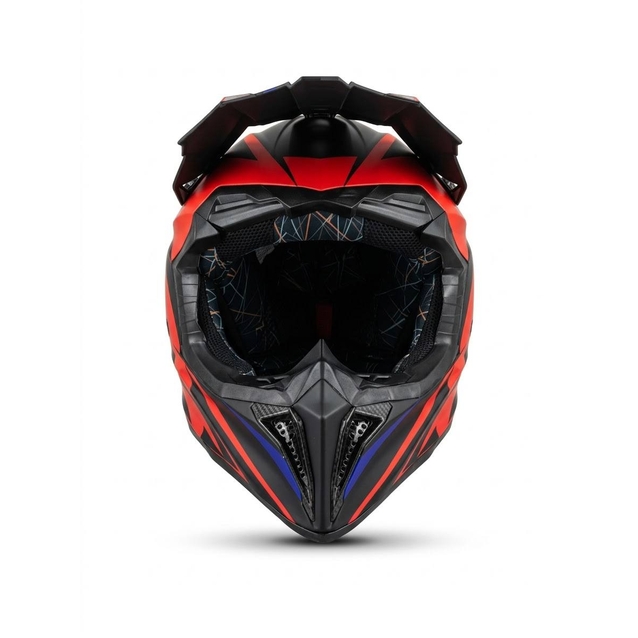 Шолом, закритий крос/ендуро (L) АТV Forsage Rider 018 чорно-червоно-синій з дашком + окуляри фото westvelo.com