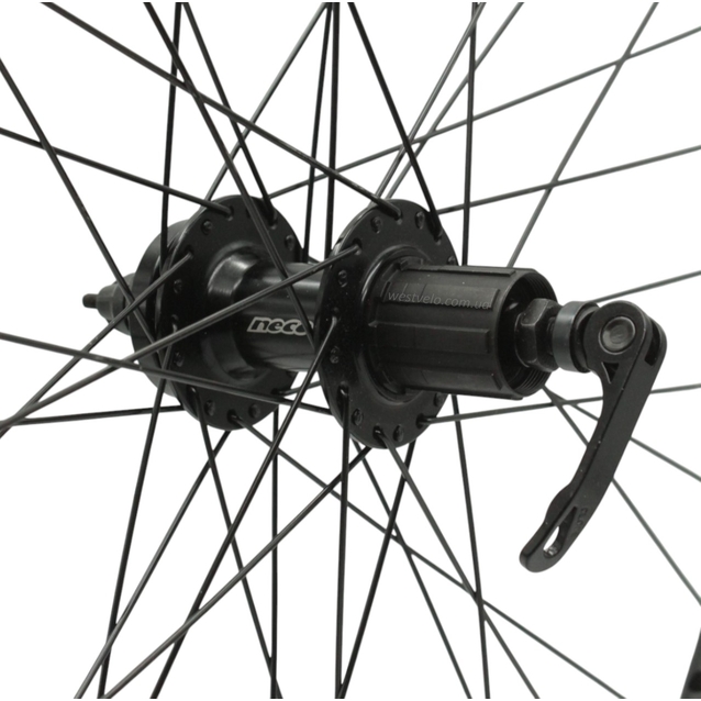 Колесо 27,5 зад, обід 2-ний чорний, втулка. AL. NECO на касету (8-10S), диск 6 бол, ексцентрик, чорна спиця (Gravity) фото westvelo.com