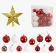 Новорічні прикраси 30 шт, кульки, зірочка-верхівка, у слюді (C 67553) фото westvelo.com