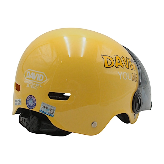Мото шолом підлітковий, відкритий (M‑XL) "DAVID" 315C, жовтий глянцевий (ABS) фото westvelo.com