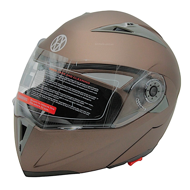 Мото шолом, трансформер (S) (55-56см) VLAND 158 бронзовий матовий  з відкидними окулярами фото westvelo.com