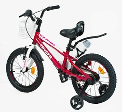 Дитячий велосипед 16 AL Corso «TAYGER» TG-10258 АЛЮМІНІЄВА рама червоно-білий, ручне гальмо, дод. колеса, дзвоник, бутилочка