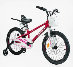 Дитячий велосипед 20 AL Corso «TAYGER» TG-70450 АЛЮМІНІЄВА рама рожево-білий, ручне гальмо, дод. колеса, дзвоник, бутилочка
