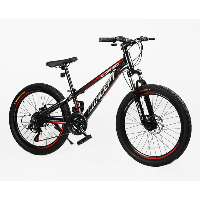 Велосипед 24 AL Corso «CONCEPT» CP-24266 алюміній 11", (к-т SHIMANO) чорно-червоний фото westvelo.com