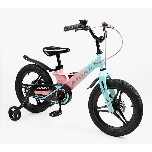 Дитячий велосипед 16 MG Corso «MONTI» MT-16998, магнієва рама, рожево-бірюзовий фото westvelo.com