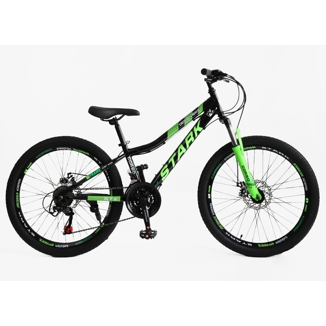 Велосипед 24 ST Corso «STARK» SK-24062 сталь 12", (к-т Saiguan) чорно-салатовий фото westvelo.com