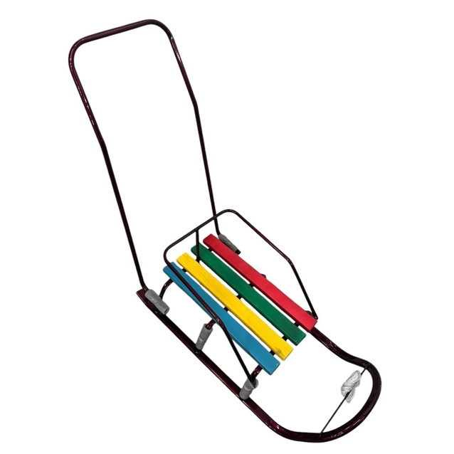 Сани з ручкою, плоскі полози, бордові фото westvelo.com