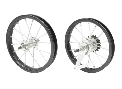 Колеса 12 обід чорний, спиця 3мм, перед + зад з втулкою Falcon + к-т