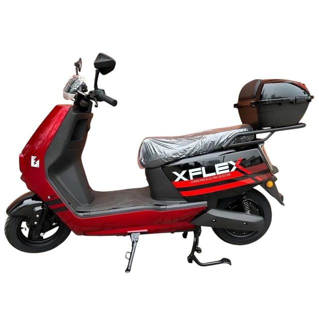 Електроскутер Corso «FLEX» FL-977328 двигун 1500W, акумулятор графеновий 72V/35Ah, червоний, колеса 10" + 1 ящик. акум фото westvelo.com