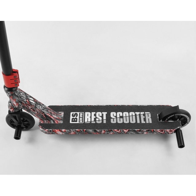 Самокат трюковий Best Scooter «SKULLS» BS-77488 чорно-червоний, HIC-система, пеги, AL диск та дека, колеса PU Ø110mm, ширина керма - 60 см фото westvelo.com