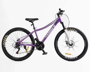 Велосипед 27.5 ST Corso «AMBER» MB-23960 сталь 15", (к-т SHIMANO) фіолетово-білий