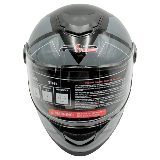 Мото шолом, закритий (S 55-56) F2 М65 чорно-сірий, глянець фото westvelo.com