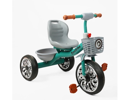 Дитячий велосипед 3-х колісний EVA (піна) Best Trike колеса 12-10, BS-40250/BS-402-50 зелений, сталева рама, кошик
