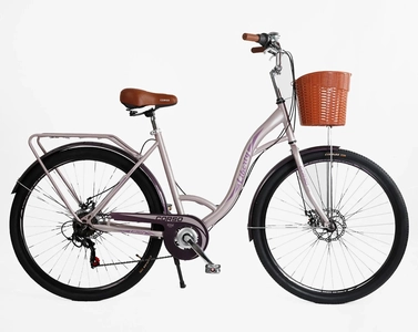 Міський велосипед 28 ST Corso «LIBERTY» LR-28833 сталь 20", (к-т SHIMANO) рожевий + кошик