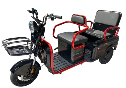 Трицикл Corso «SIG-7» SG-447084, двигун 1200W, акумулятор 72V/23Ah графеновий, чорно-червоний + 1 ящик. акум, колеса 10"
