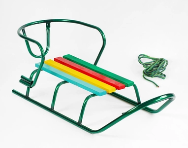 Сани без ручки, ЛЮКС круглі полози, зелені