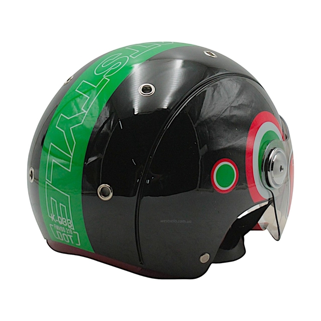 Мото шолом, відкритий (L) "IBK" 033, чорно-зелений фото westvelo.com