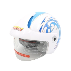 Мото шолом, відкритий (S) TimA №208 біло-блакитний, з дашком