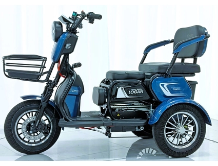 Трицикл Corso «LOGAN L» L-907451, двигун 1200W, акумулятор 72V 24Ah літій-марганець-залізно-фосфатний, синій, колеса 10"