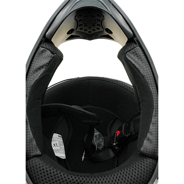 Шолом, закритий крос/ендуро (XL) АТV EDX 020-1 чорно-біло-оранжевий глянець з дашком + окуляри фото westvelo.com