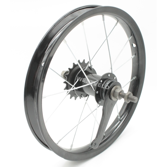 Колесо 14 зад обід чорний, втулка Falcon (чорна) + к-т фото westvelo.com