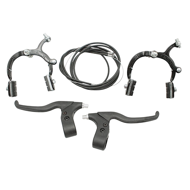 Комплект гальм шосейних "Турист" сталевий чорний (перед+зад, ручки, троси) фото westvelo.com