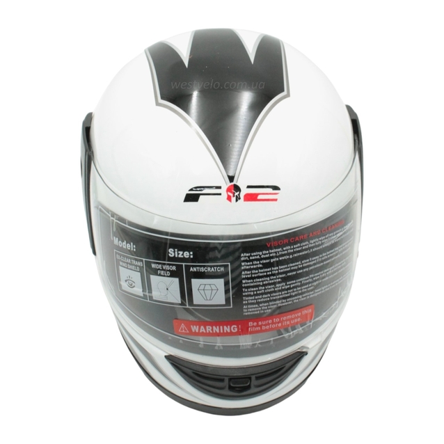 Мото шолом, закритий (XS 53-54) F2 "BAILIDE", білий глянець (825-2) фото westvelo.com
